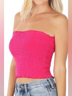 H&M Pink Ruffled Crop Top Medium